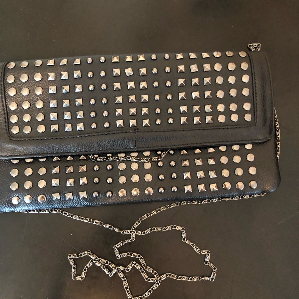 Black leather clutch